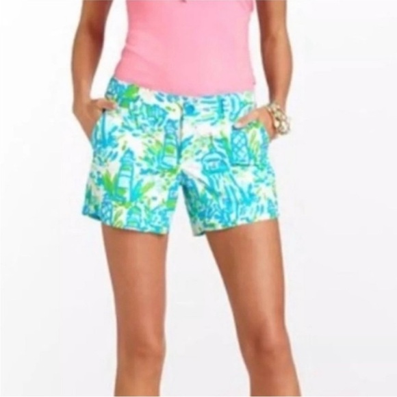 Lilly Pulitzer 5” The Callahan Shorts FIRST IMPRESSION BLUE Rose Floral size 2 - Picture 3 of 16